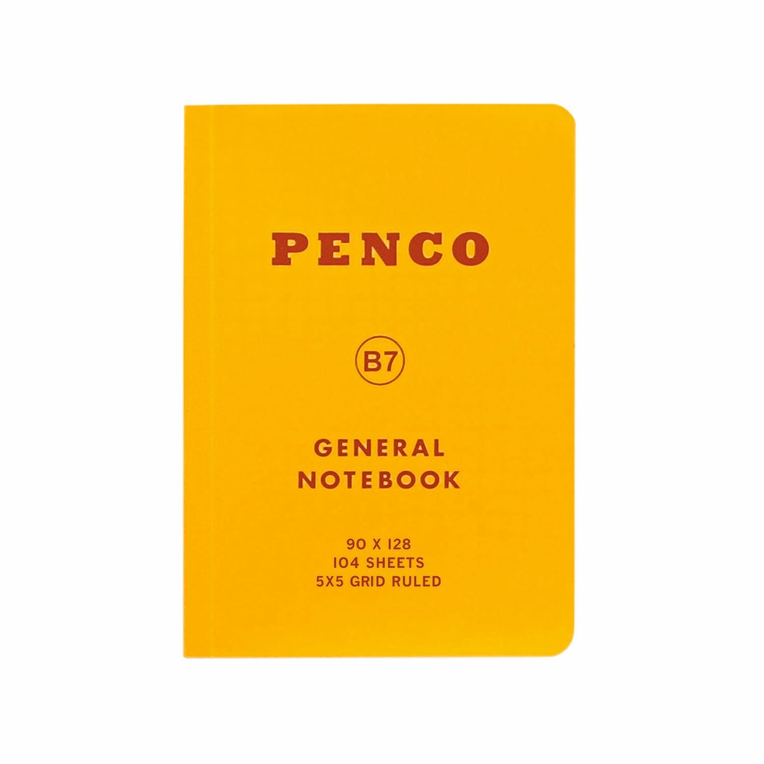 Penco PP rúðustrikuð glósubók (B7) Yellow