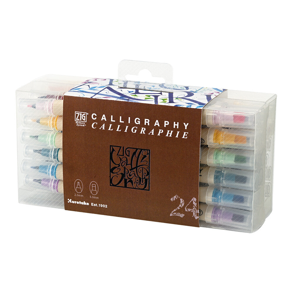 Skrautskriftarpennasett (24 litir)