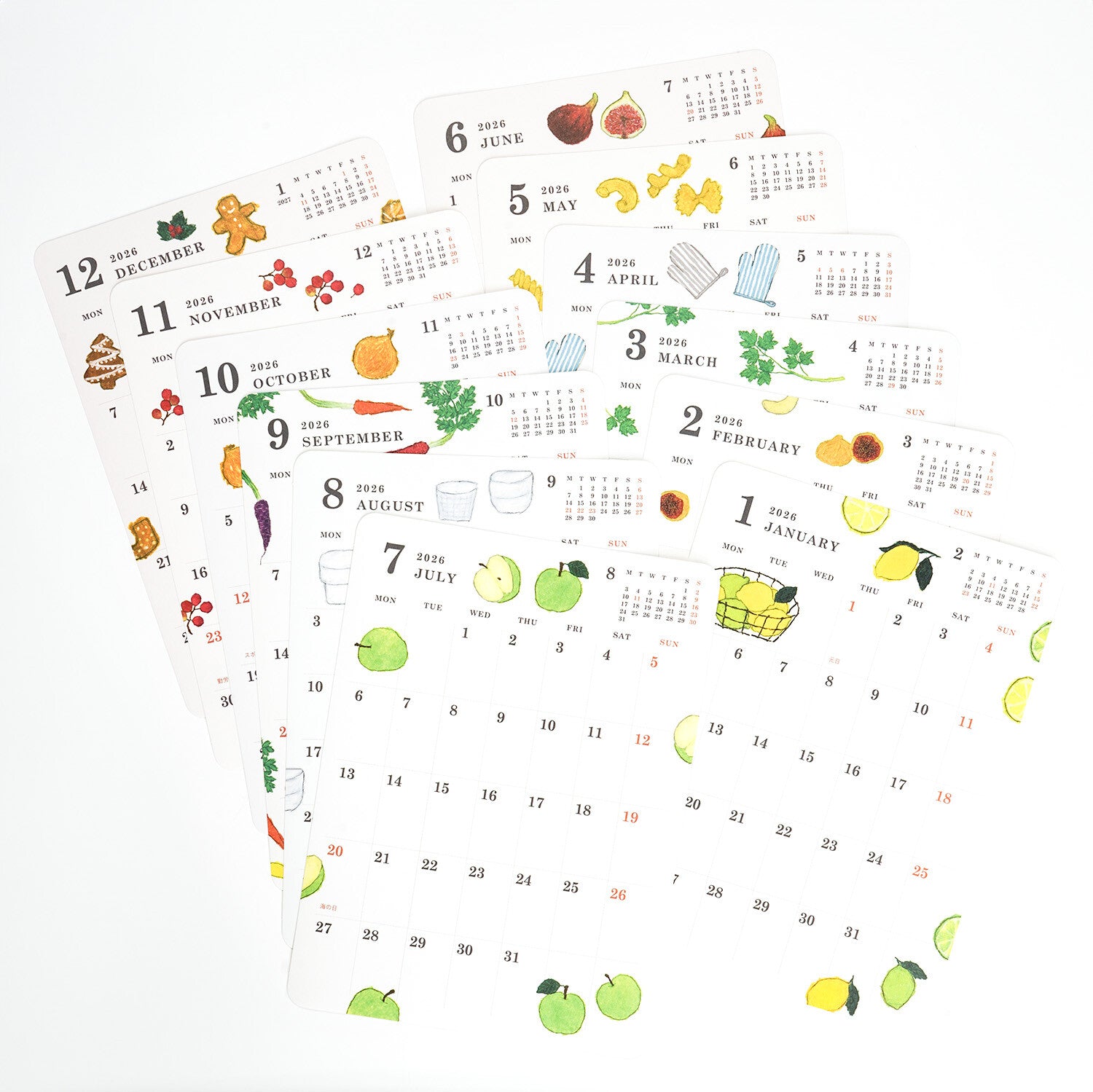 2026 dagbókarlímmiðar (A6) myndskreyttir