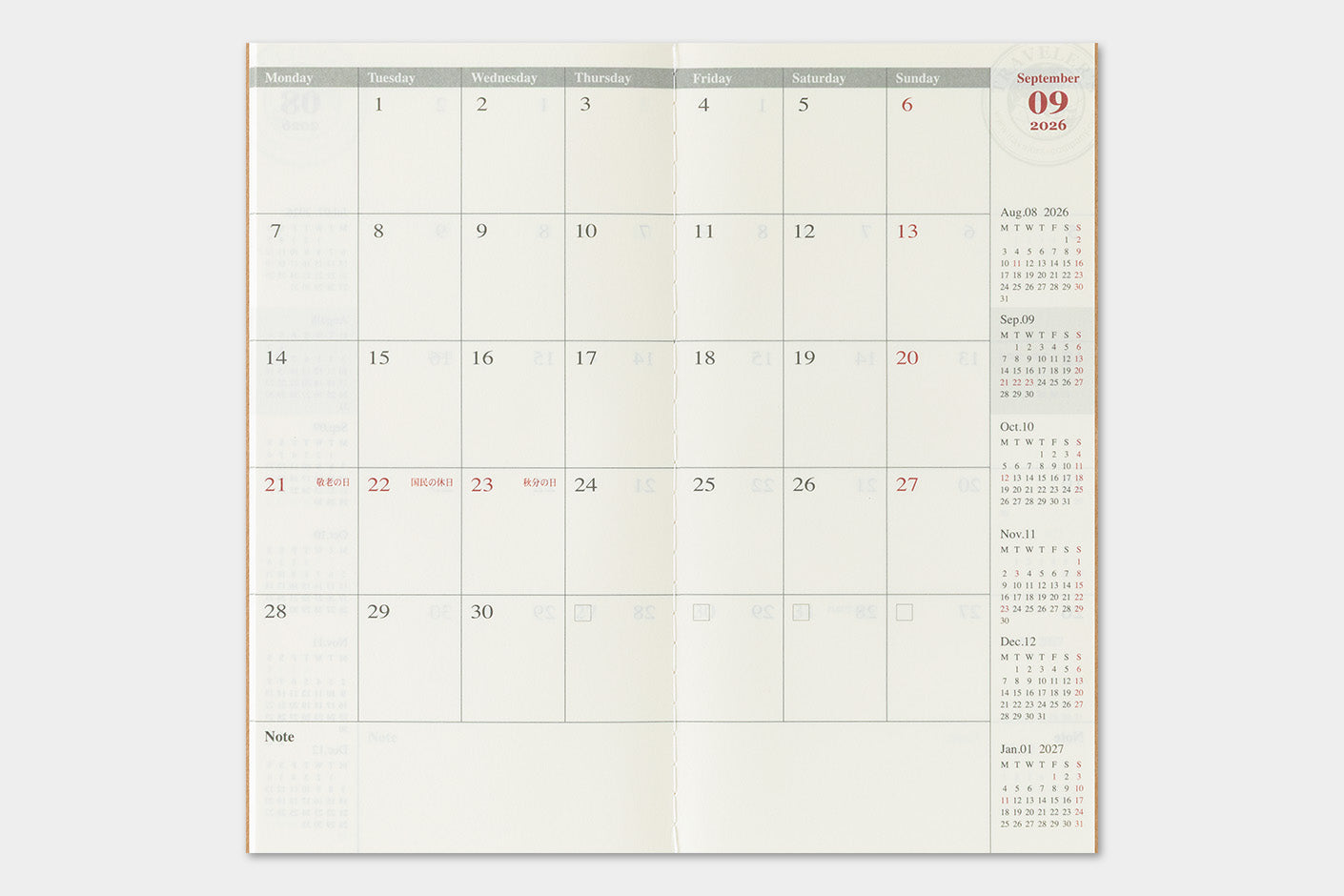 TRC 2026 Monthly Diary Regular Size (forpöntun/pre-order)