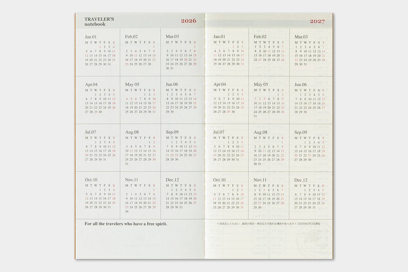 TRC 2026 Weekly + Memo Diary Regular Size (forpöntun/pre-order)