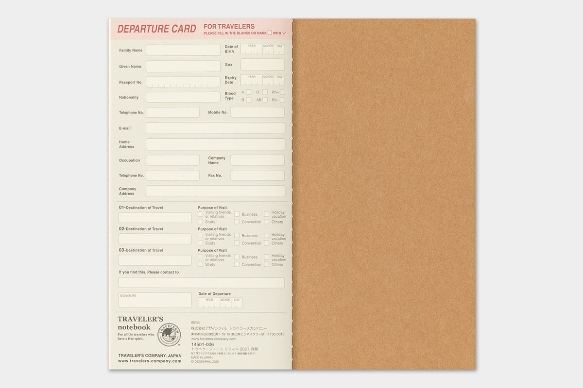 Traveler's Company 2027 Monthly (Regular Size) - forpöntun
