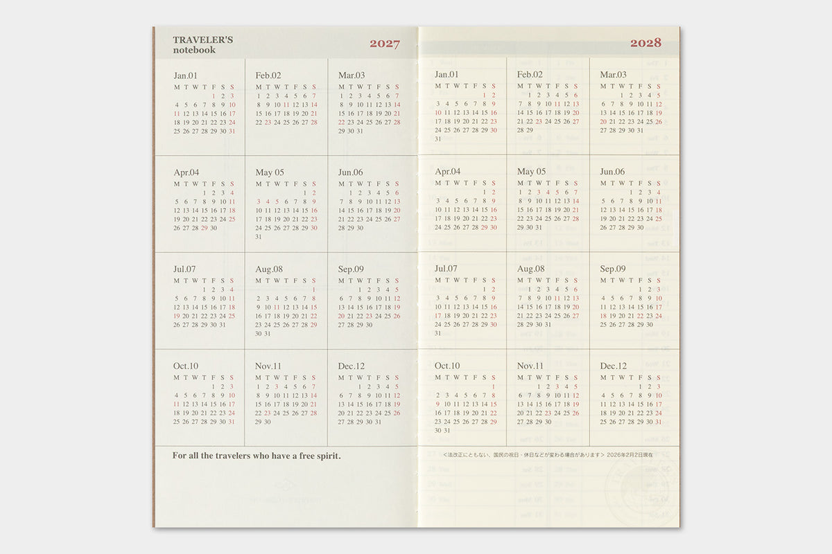 Traveler's Company 2027 Weekly + Memo (Regular Size) - forpöntun
