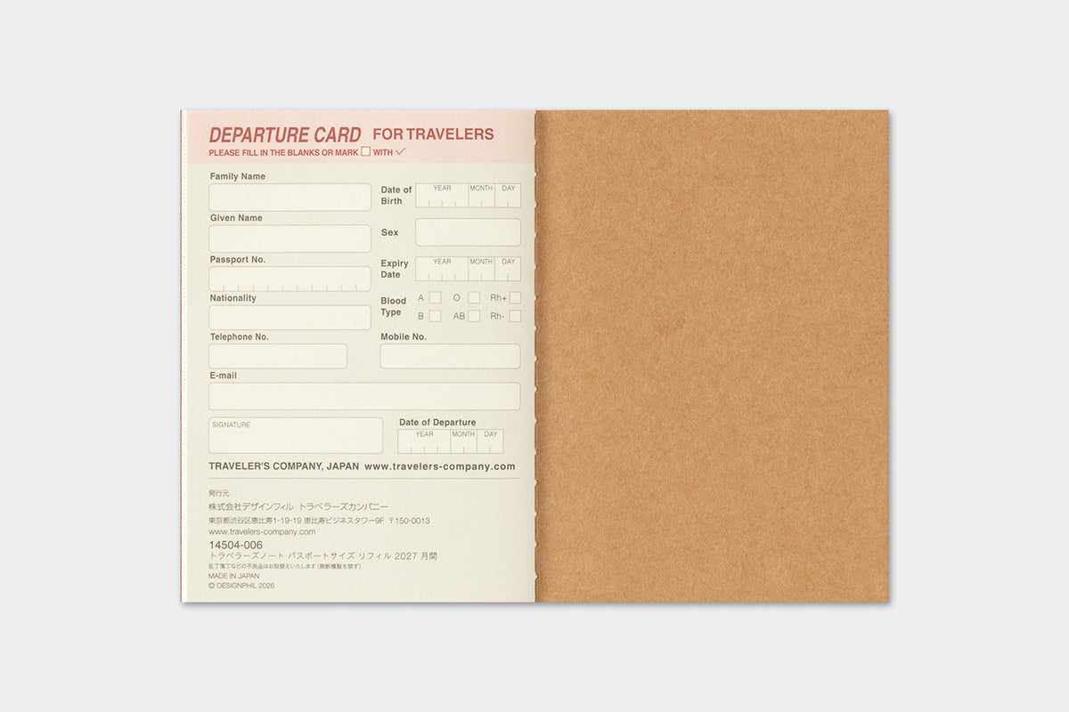 Traveler's Company 2027 Monthly (Passport Size) - forpöntun