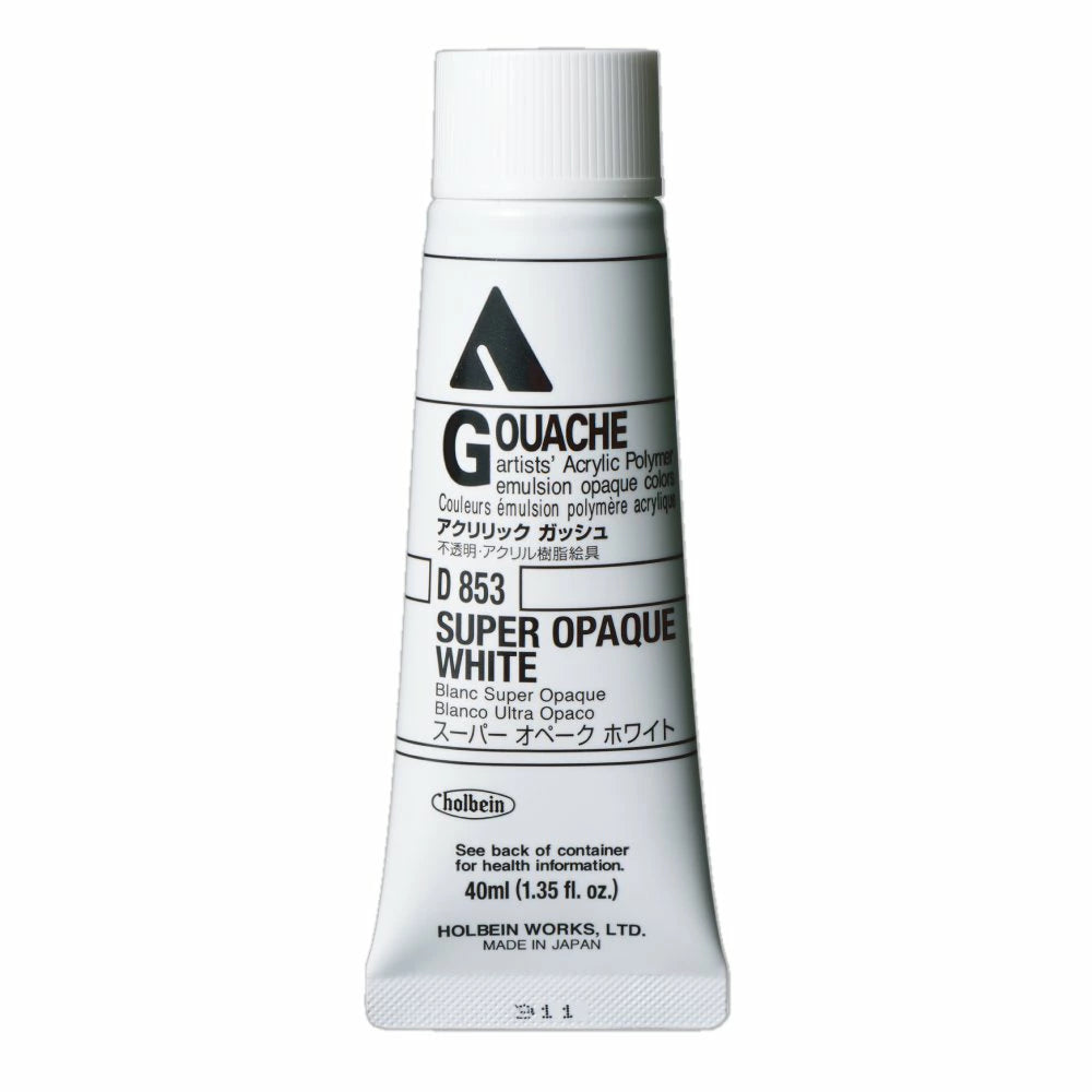 Holbein Akrýl Gvass (Acrylic Gouache) 40ml túba - Super Opaque White D853