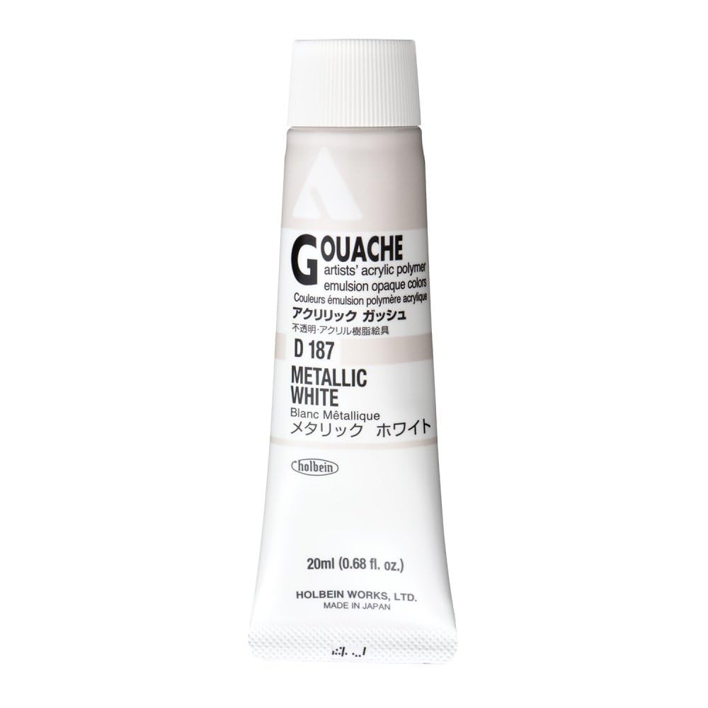 Holbein Akrýl Gvass (Acrylic Gouache) 20ml túba - Metallic White D187