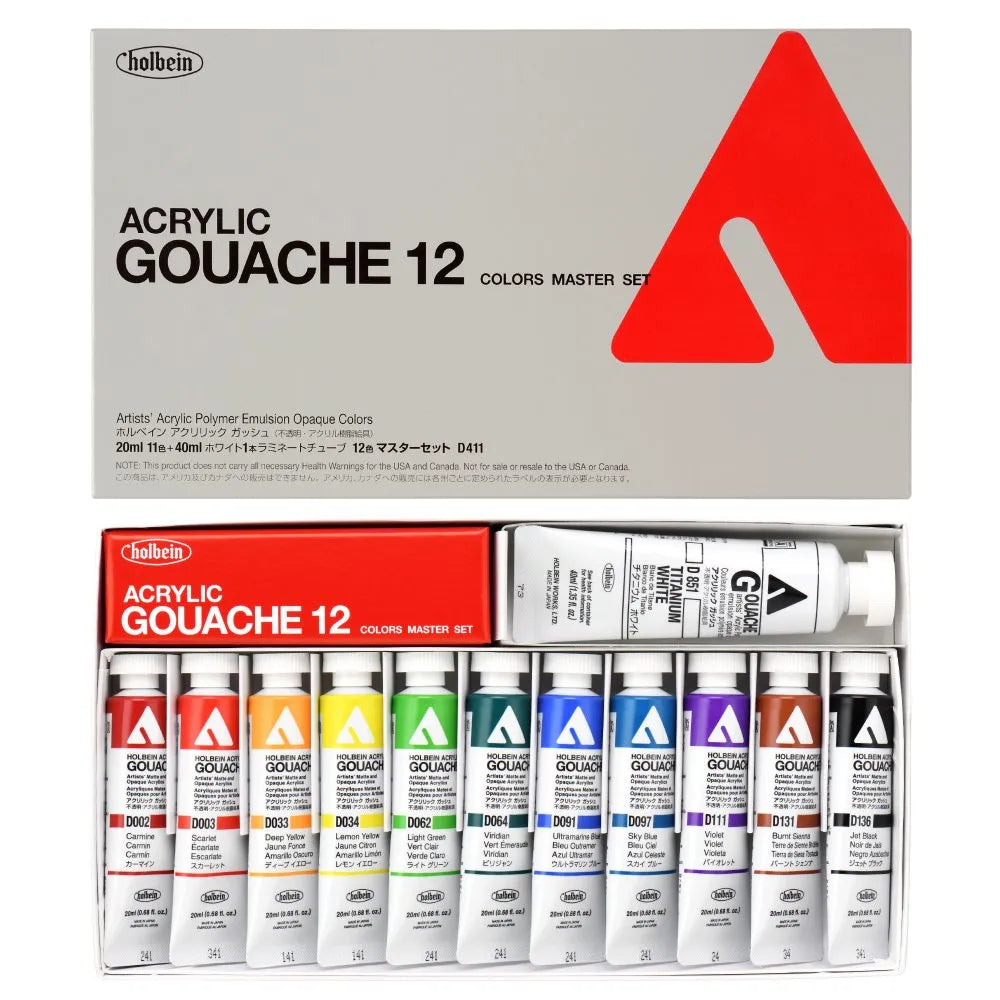 Holbein Akrýl Gvass (Acrylic Gouache) Master sett 12 litir x 20ml túbur