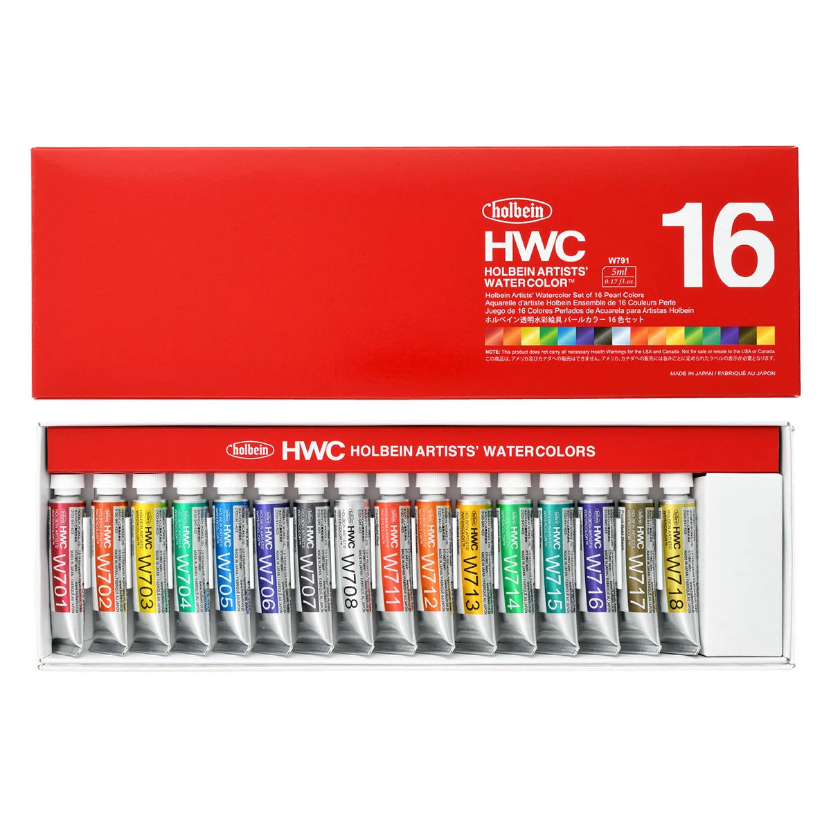 Holbein vatnslitasett (Artists’ Watercolor) 16 x 5ml - Pearl Colors