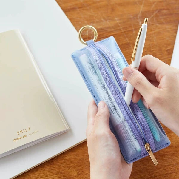 EMILy flatt pennaveski (blá-grátt)