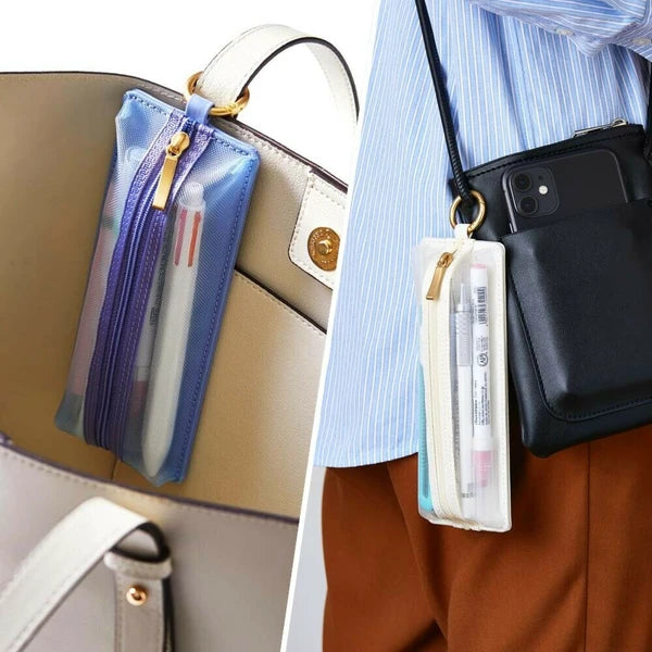 EMILy flatt pennaveski (blá-grátt)