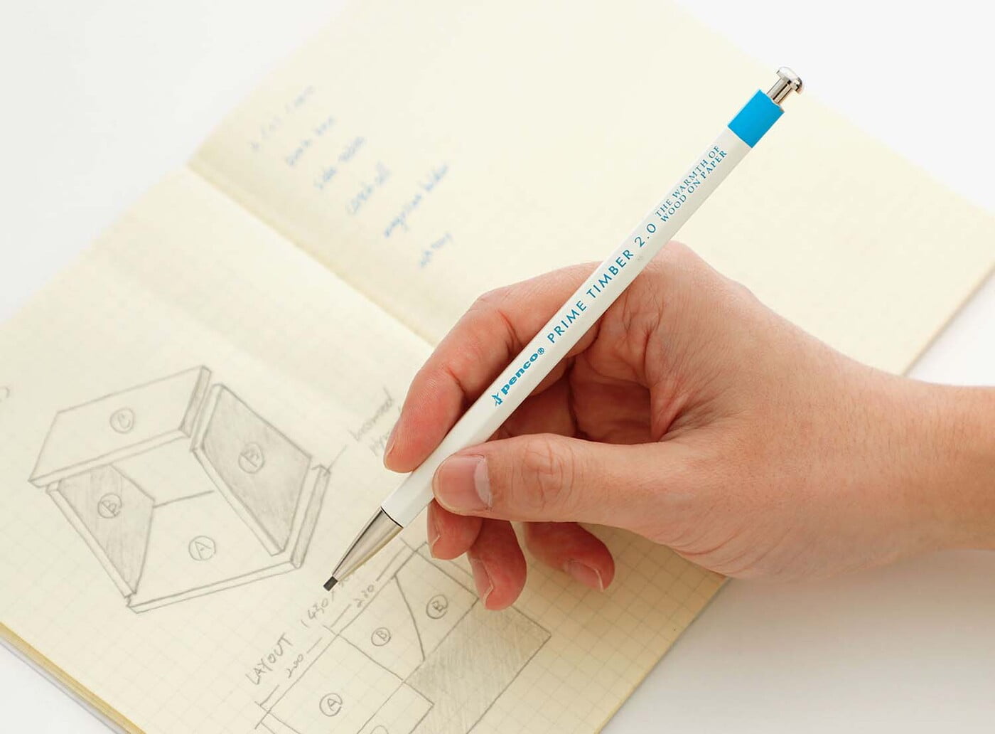 Prime Timber skrúfblýantur 2.0mm (hvítur með bláu)