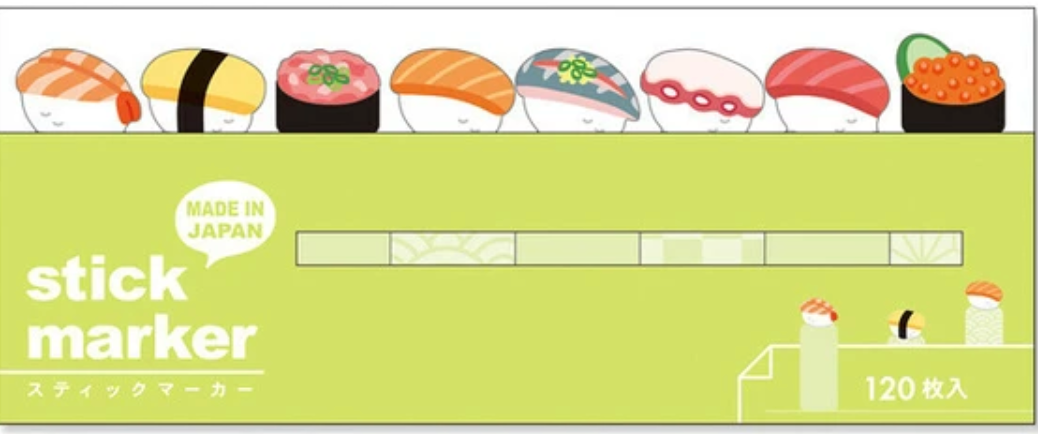 Bókamerki með lími - sushi