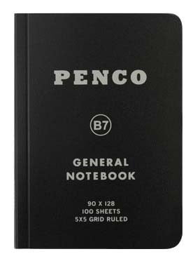 Penco PP rúðustrikuð glósubók (B7) Black