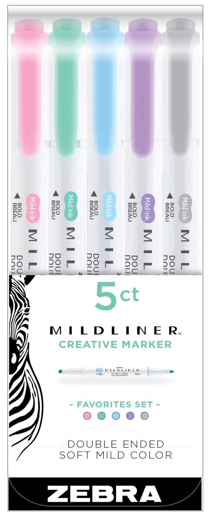 MILDLINER yfirstrikunarpennar - Favorites sett með 5 litum