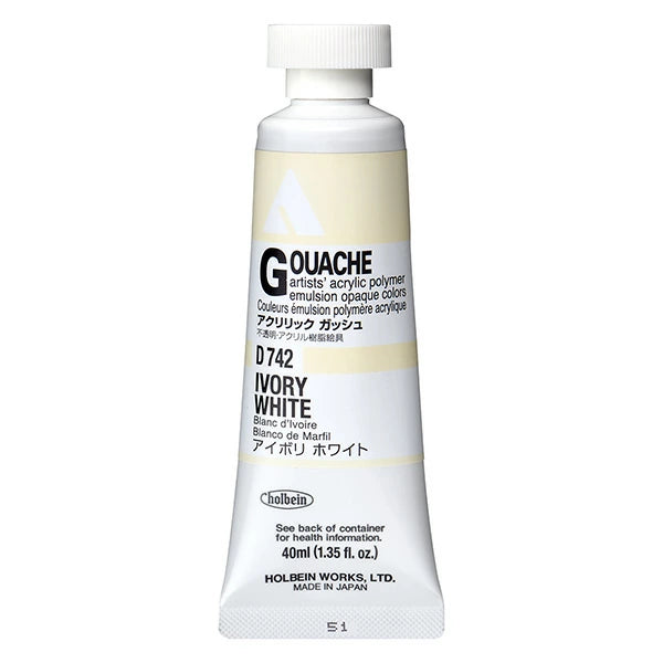 Holbein Akrýl Gvass (Acrylic Gouache) 40ml túba - Ivory White D742