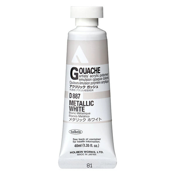 Holbein Akrýl Gvass (Acrylic Gouache) 40ml túba - Metallic White D887
