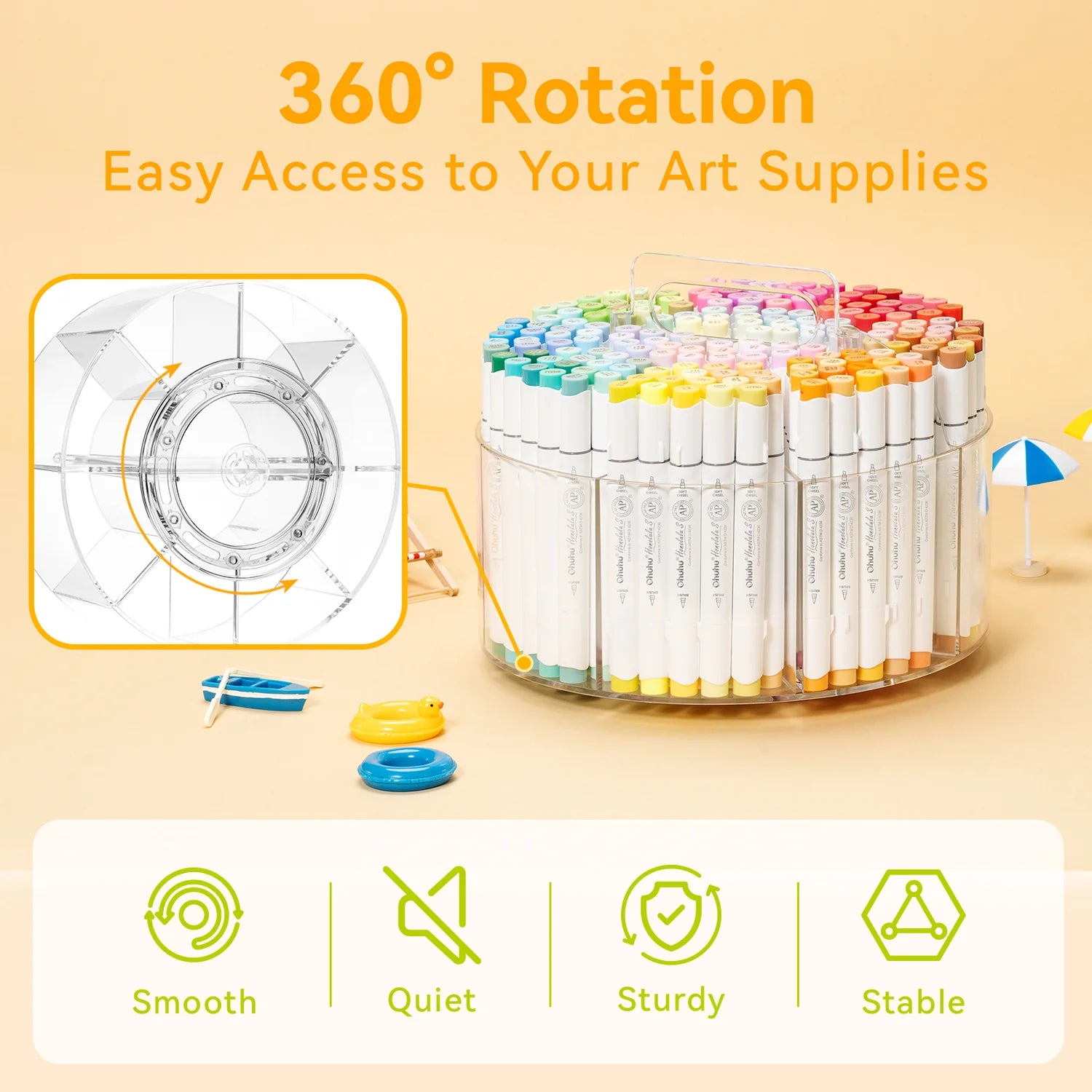 Ohuhu geymsluhólf sem snýst 360°