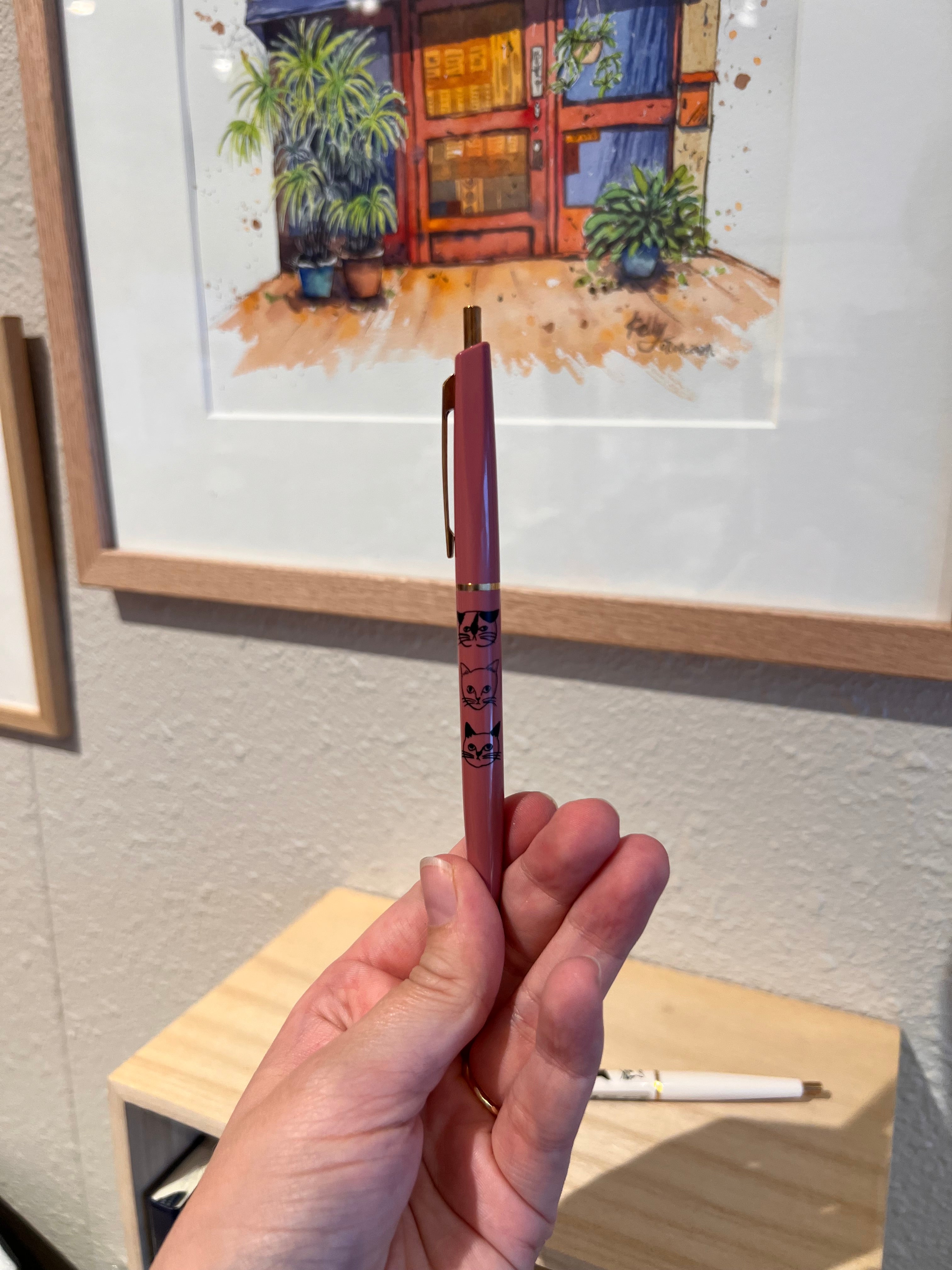 Kúlupenni með kisu 0.5mm bleikrauður