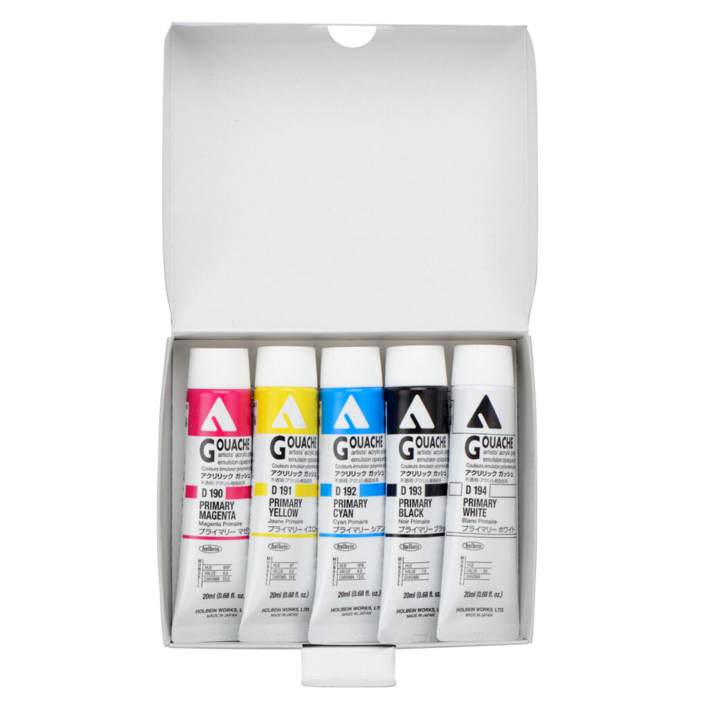 Holbein Akrýl Gvass (Acrylic Gouache) 5 x 20ml túbur - Primary