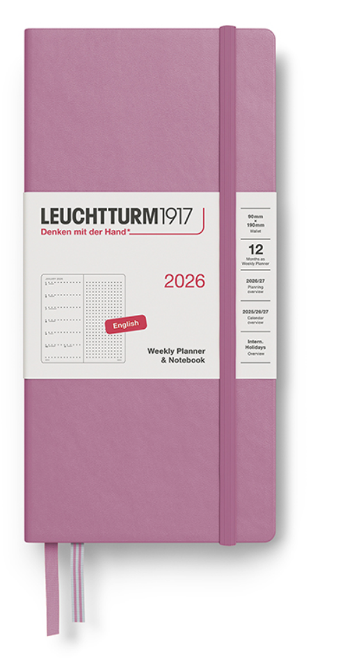 Leuchtturm1917 2026 dagbók með vikuskipulagi (wallet) Dusty Rose