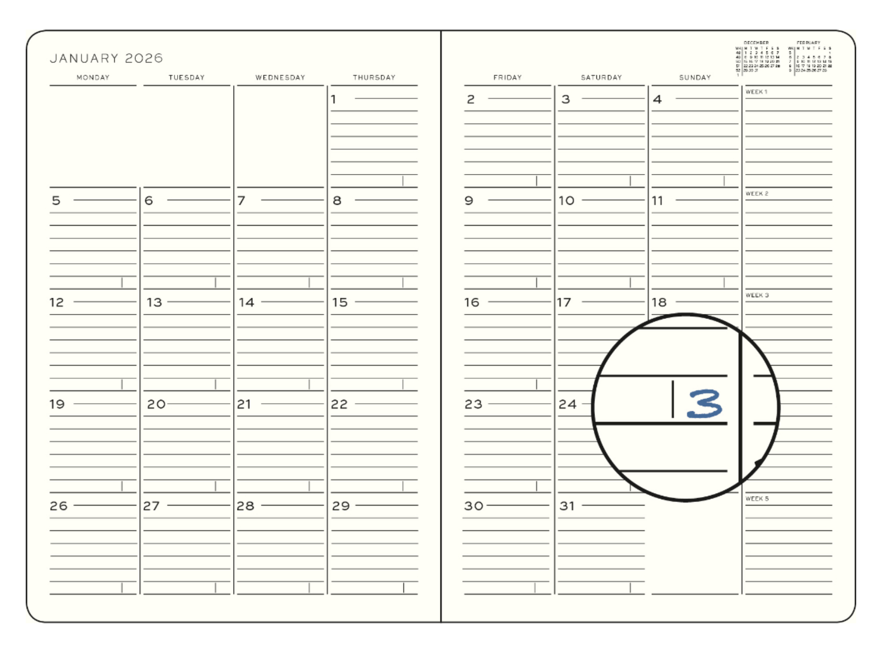 Leuchtturm1917 2026 dagbók (B5) Black