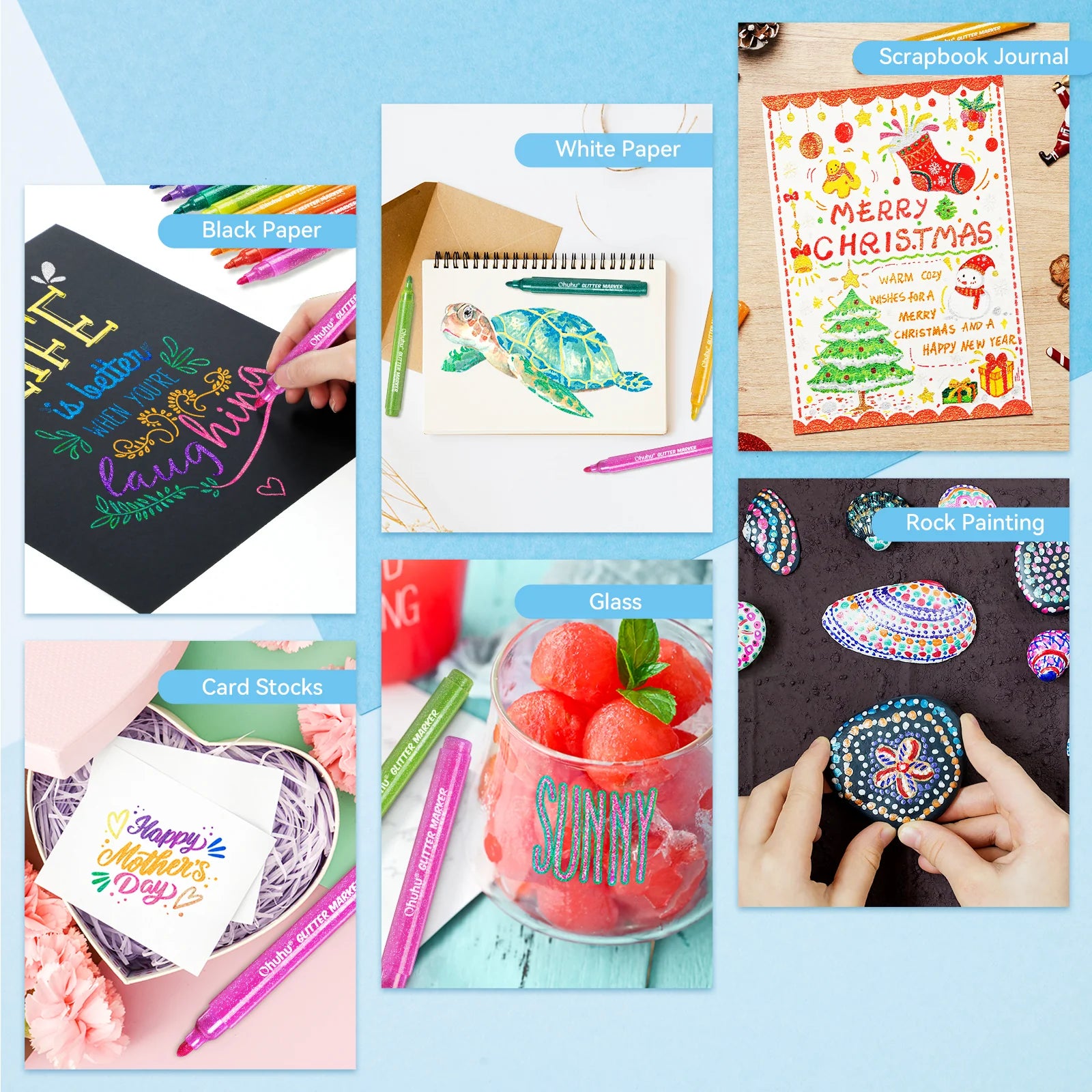 Ohuhu glimmerlitir 12stk