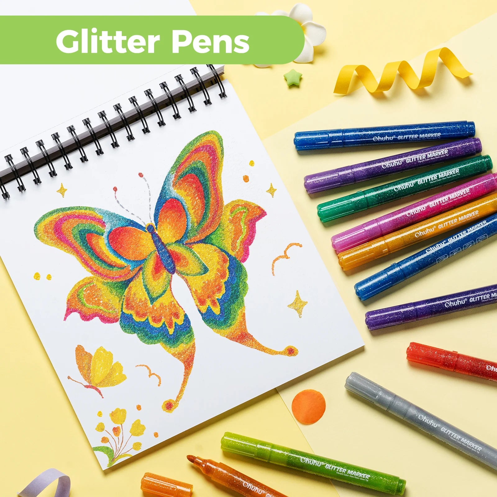 Ohuhu glimmerlitir 12stk