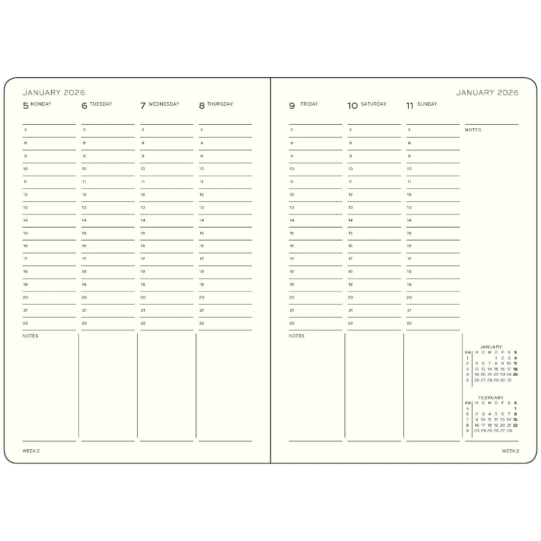 Academic Week Planner (A5) 2026/2027, 18 mánuðir - Dusty Rose