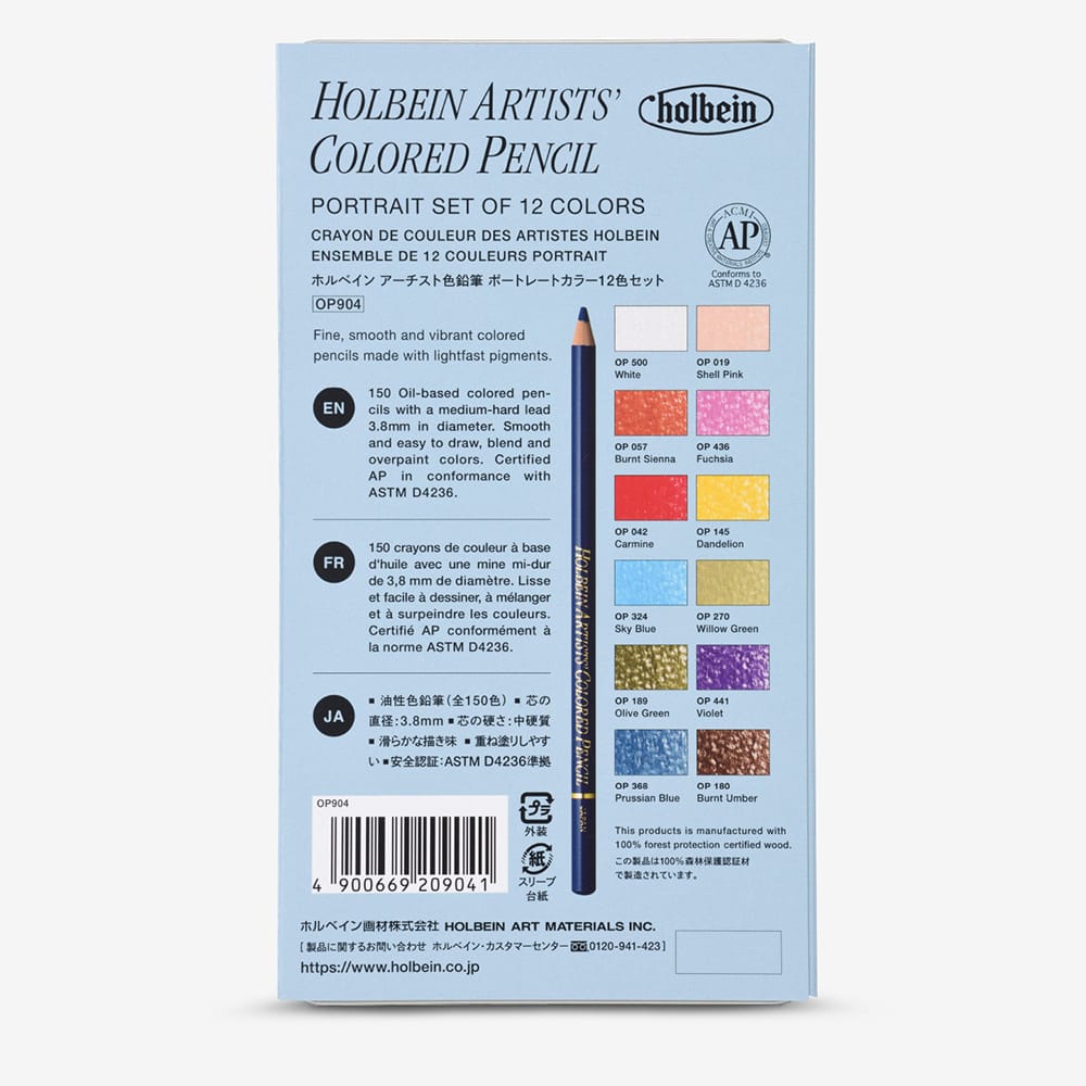 Holbein trélitir - Portrait sett (12 litir)