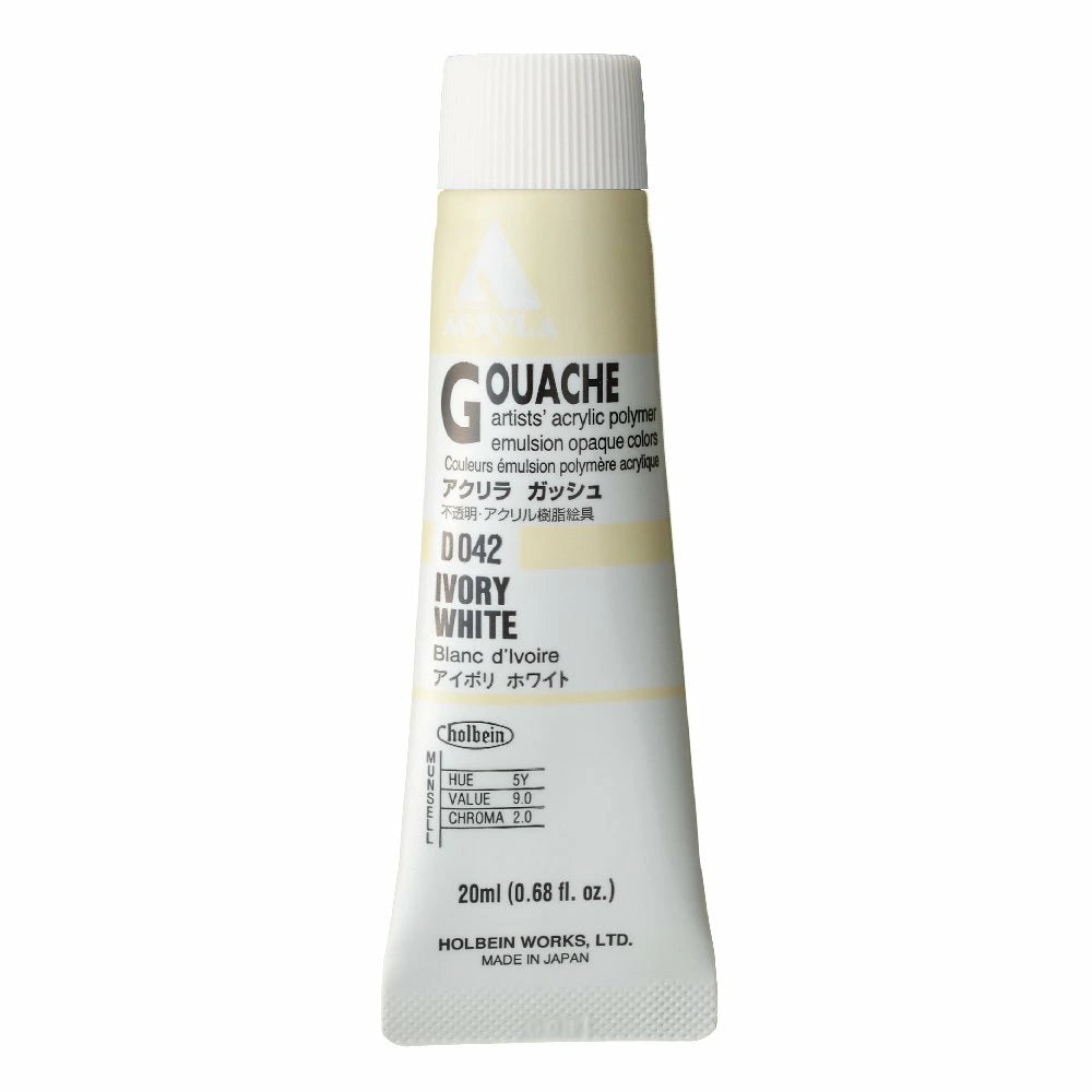 Holbein Akrýl Gvass (Acrylic Gouache) 20ml túba - Ivory White D042