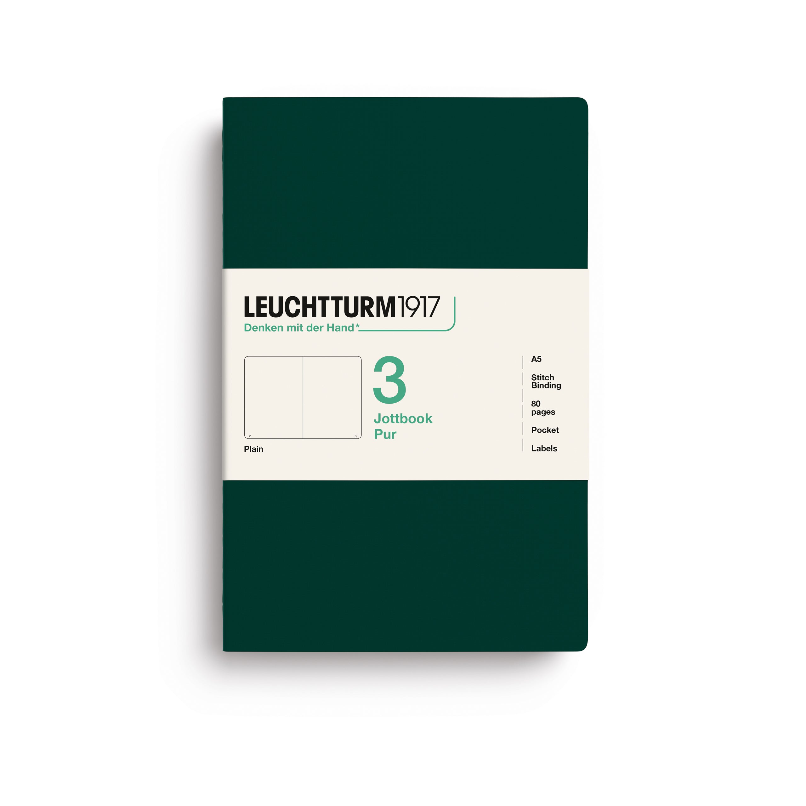 LEUCHTTURM1917 Jottbook Pur (A5) 3 í pakka auð - Forest Green