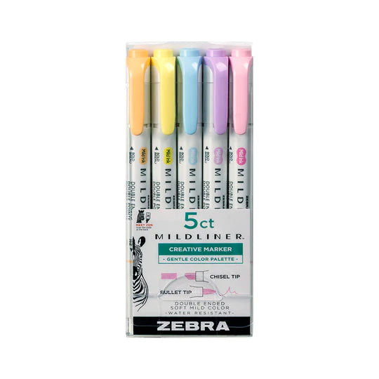 MILDLINER yfirstrikunarpennar - Gentle sett með 5 litum