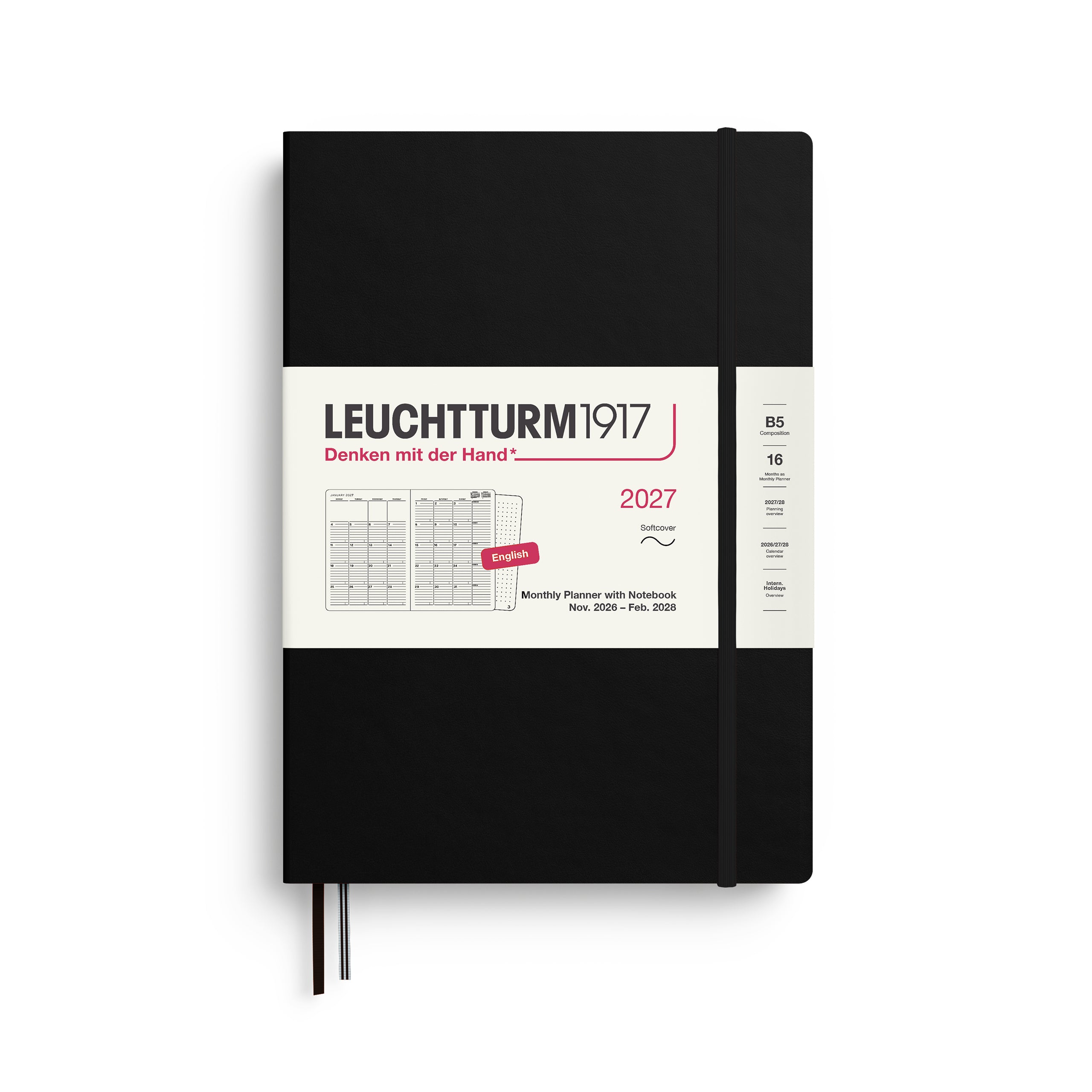2027 Monthly Planner & Notebook Composition (B5) 16 mánuðir