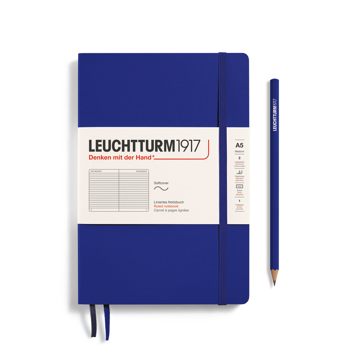 LEUCHTTURM1917 (A5) harðkápa línustrikuð - Ink