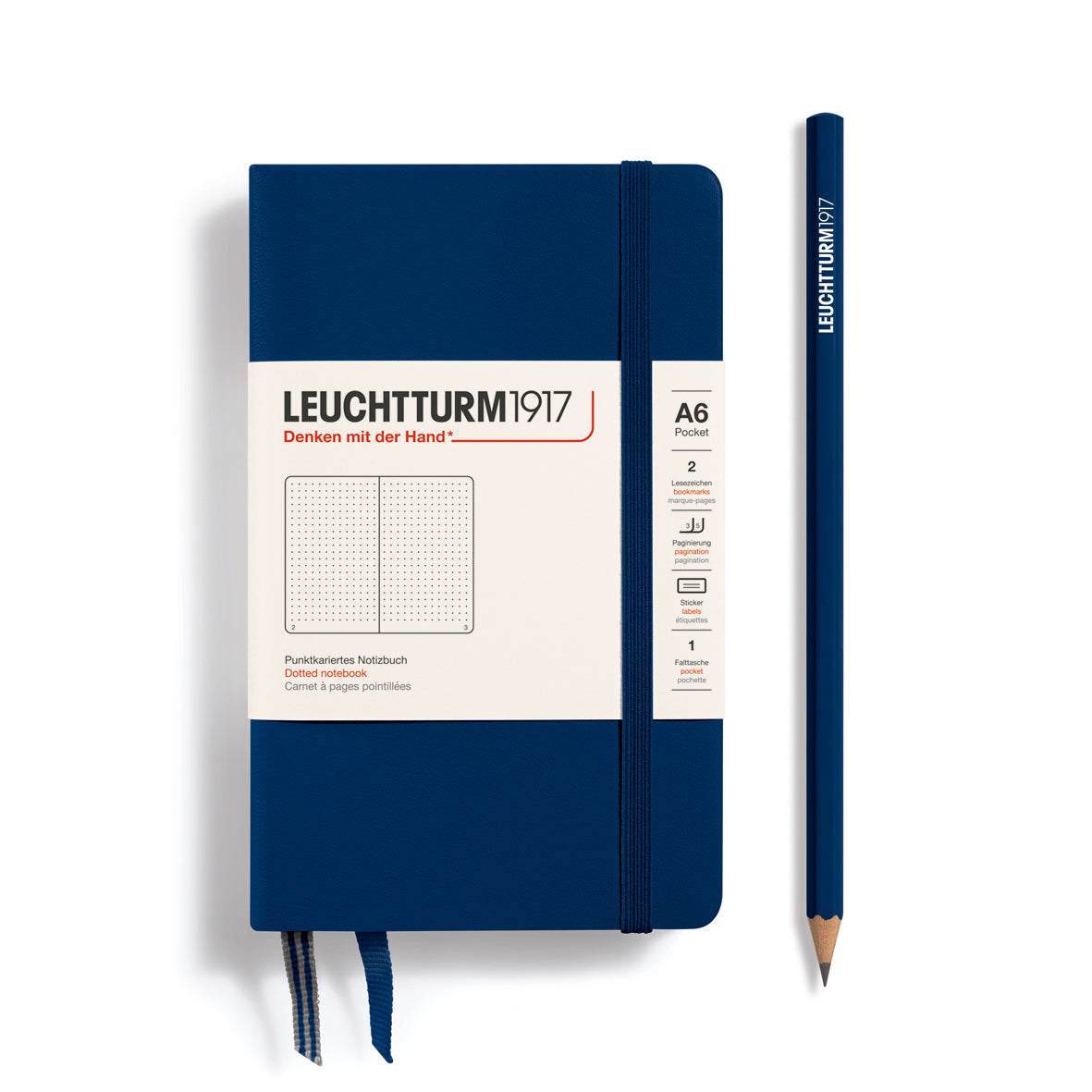 LEUCHTTURM1917 Harðspjalda vasabók (A6) Navy (doppuð)