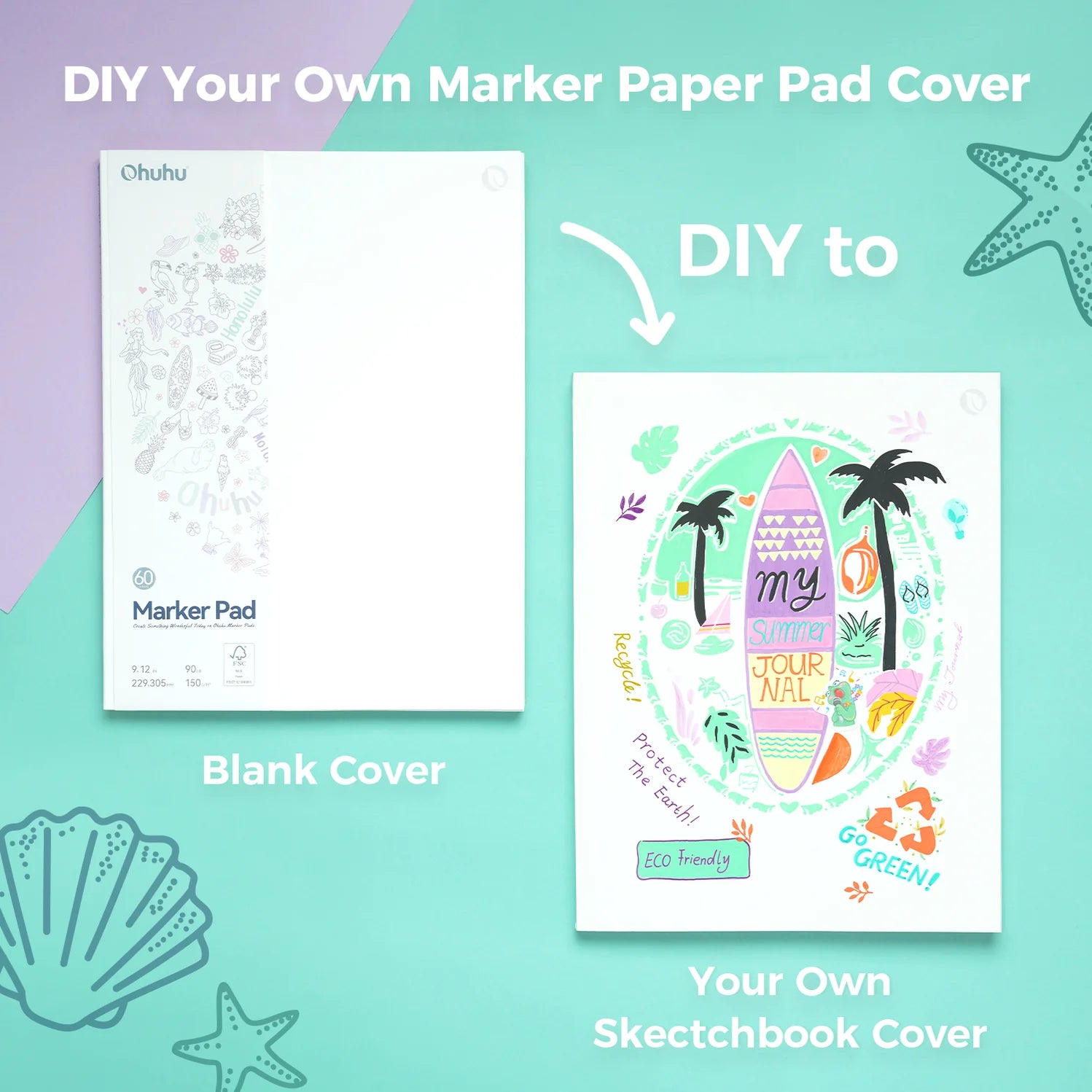 Ohuhu skissublokk fyrir tússpenna (150gsm) 229 x 300mm