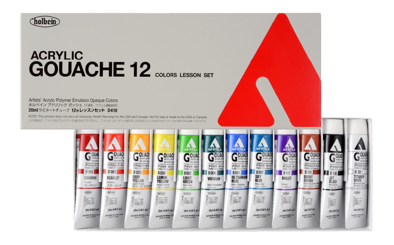 Holbein Akrýl Gvass (Acrylic Gouache) 12 x 20ml túbur - Basic
