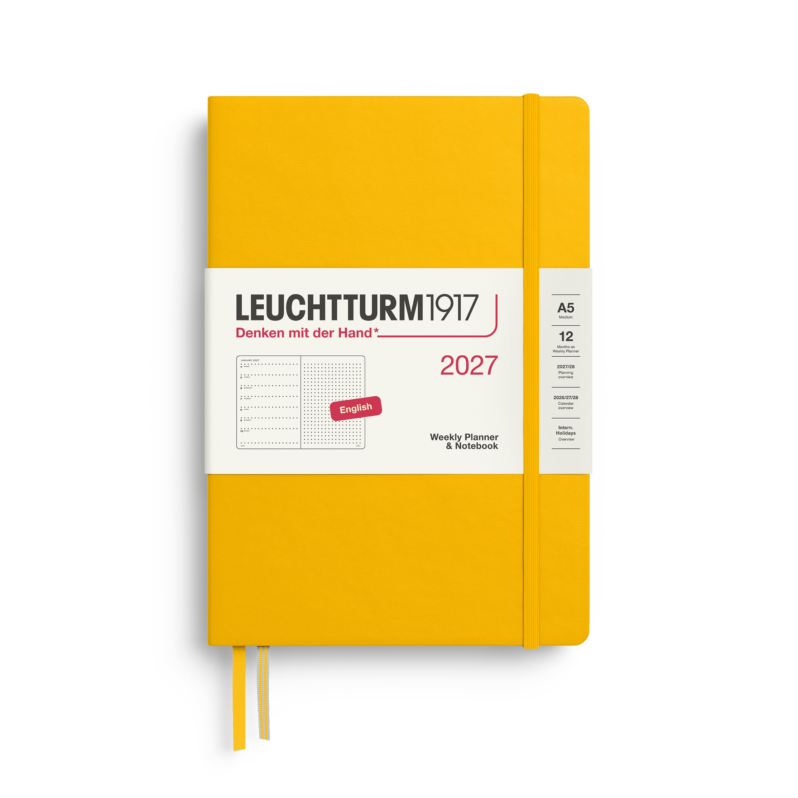 2027 Weekly Planner & Notebook Medium (A5) 18 mánuðir - Sunflower
