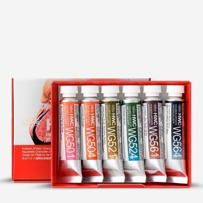 Holbein Artist vatnslitir 6 litir af 5ml túbum - Granulating Bird Set