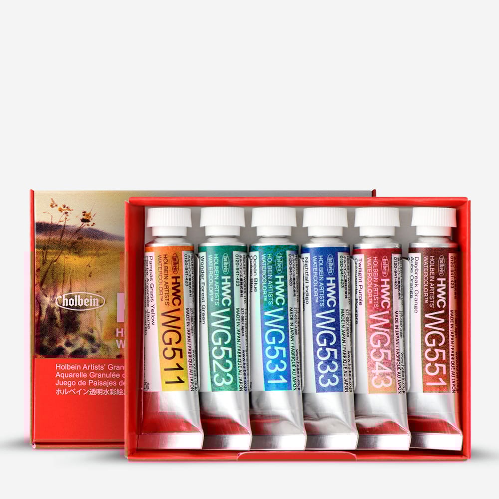 Holbein Artist vatnslitir 6 litir af 5ml túbum - Granulating Landscape Set