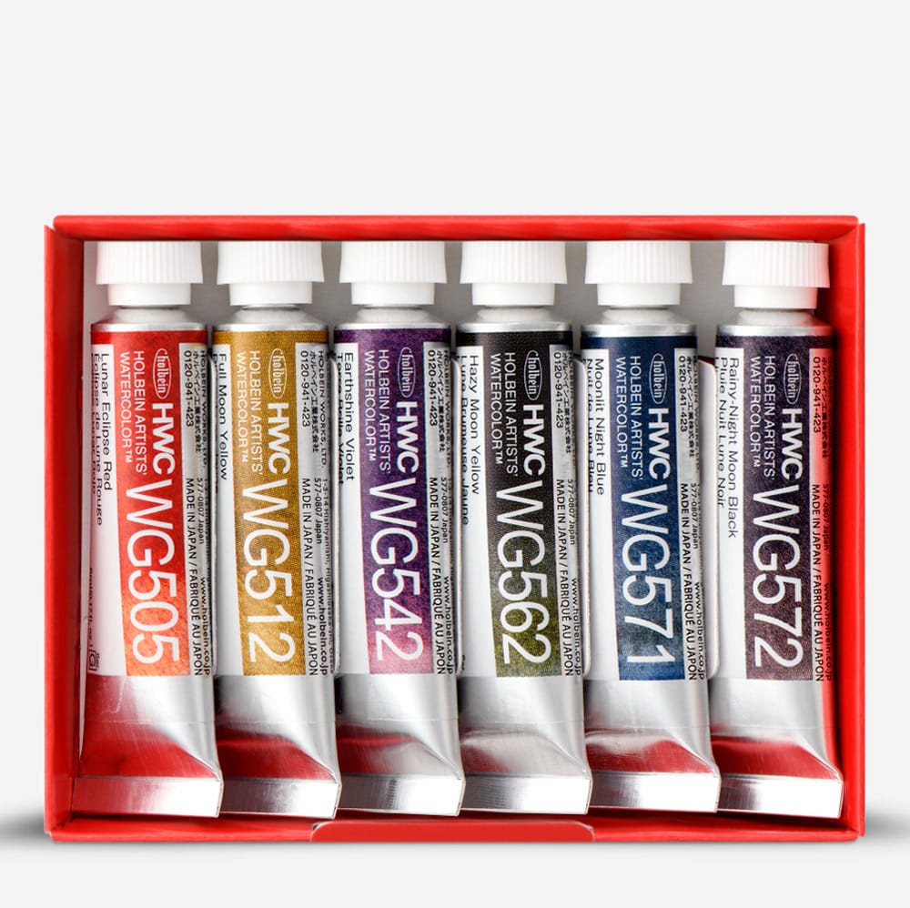 Holbein Artist vatnslitir 6 litir af 5ml túbum - Granulating Moon Set