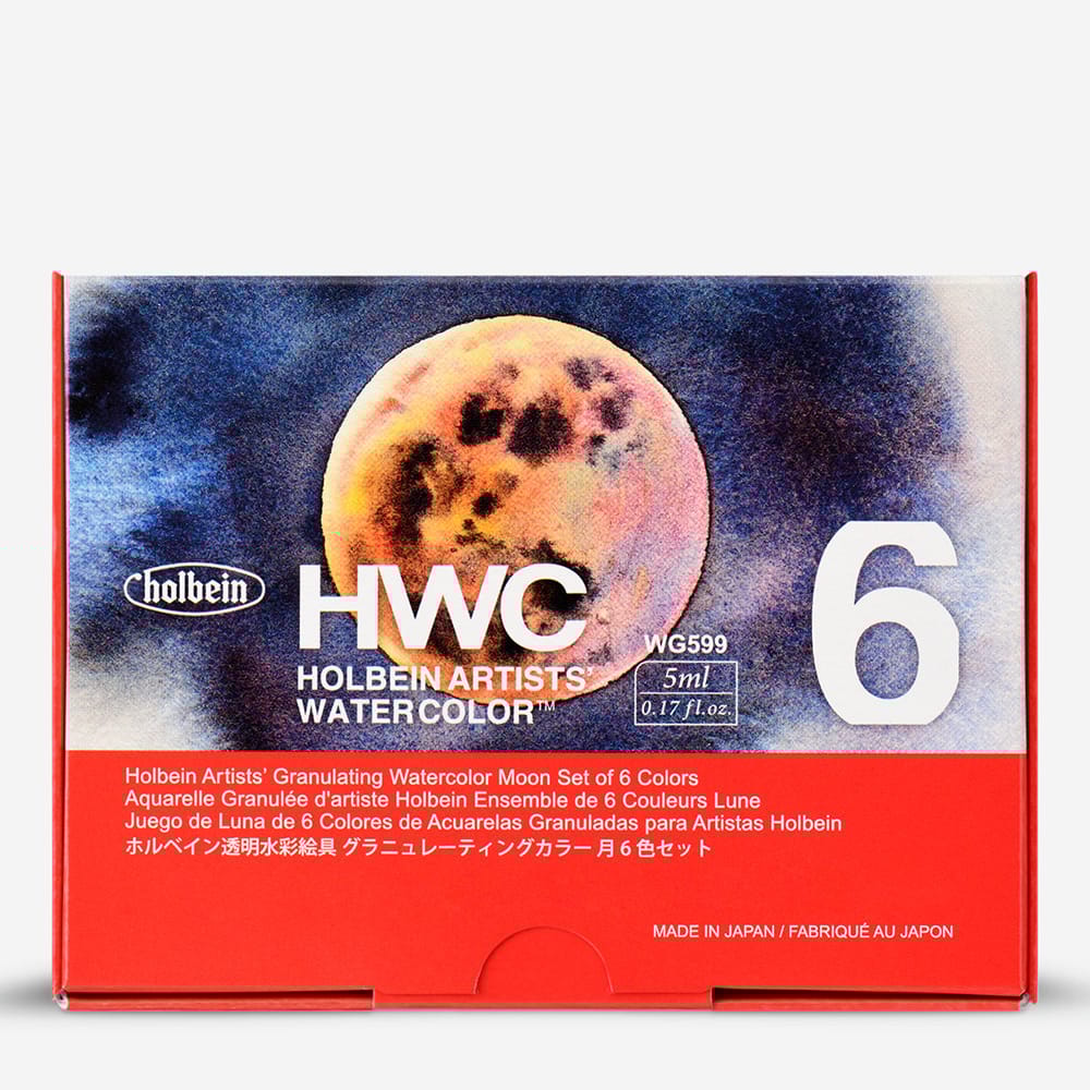 Holbein Artist vatnslitir 6 litir af 5ml túbum - Granulating Moon Set