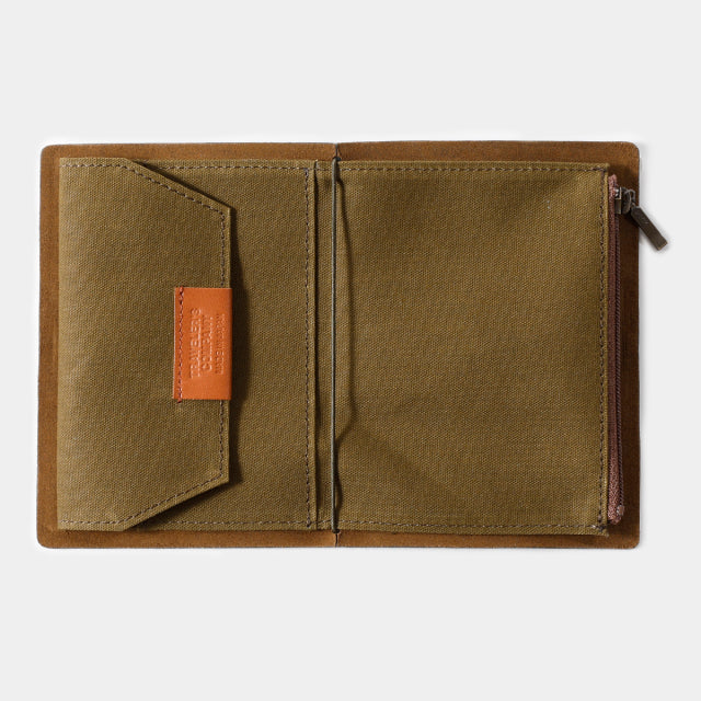 TF Traveler's Notebook Cotton Zipper Case Passport Size - OLIVE