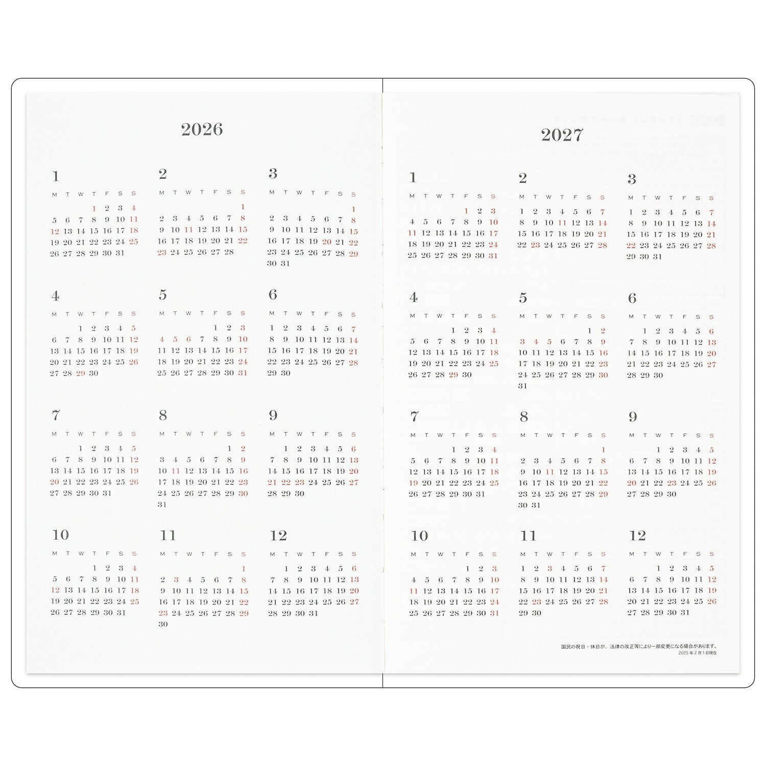 2026 dagbók með slaufum (B6 slim)