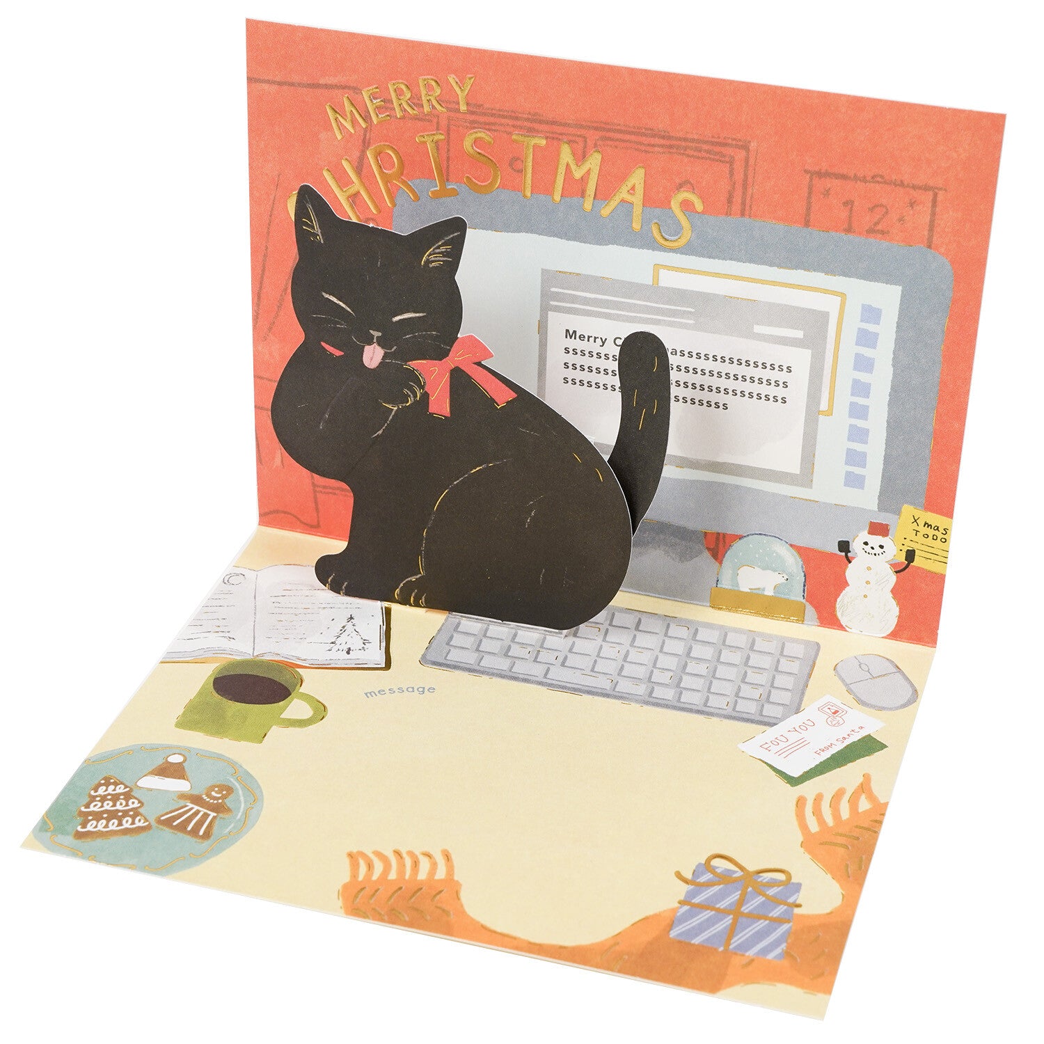 Þrívítt jólakort - kisa í tölvuvinnu