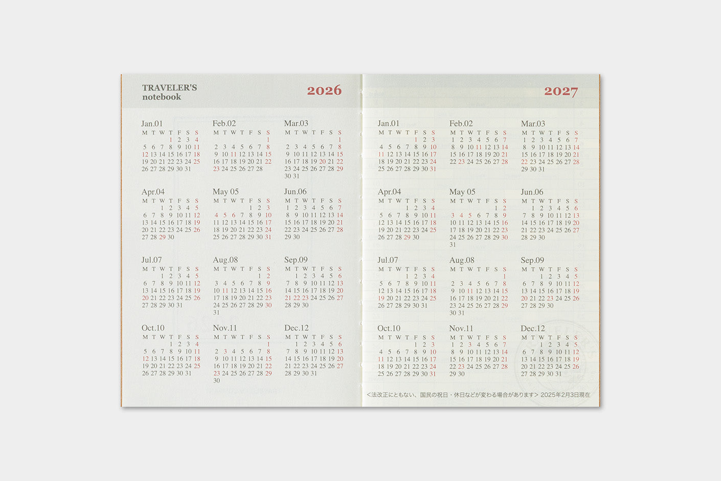 TRC 2026 Monthly Diary Passport Size (forpöntun/pre-order)