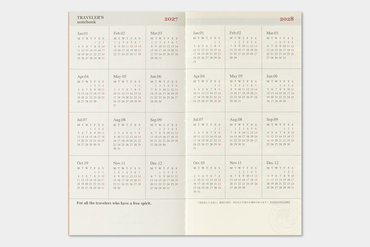 Traveler's Company 2027 Monthly (Regular Size) - forpöntun