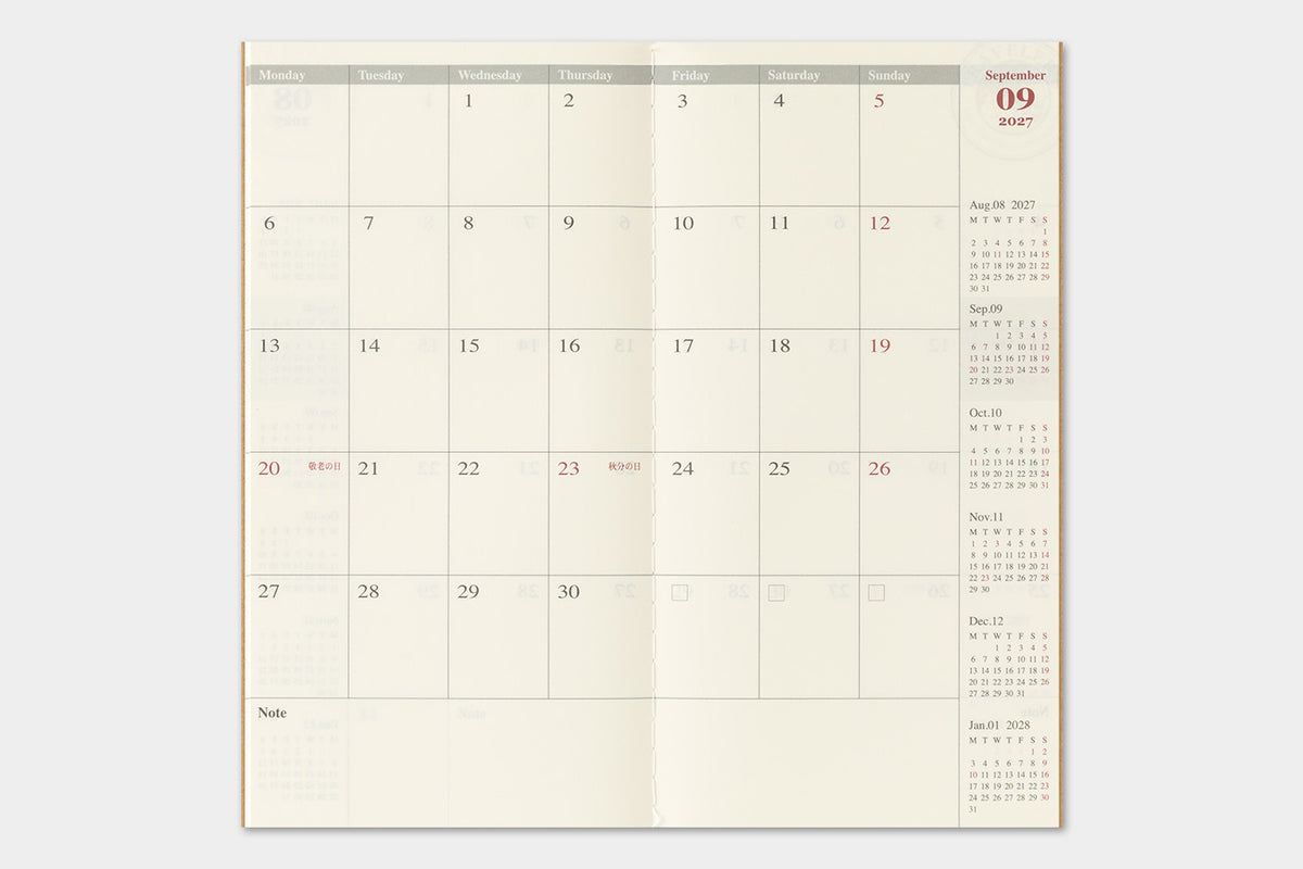 Traveler's Company 2027 Monthly (Regular Size) - forpöntun