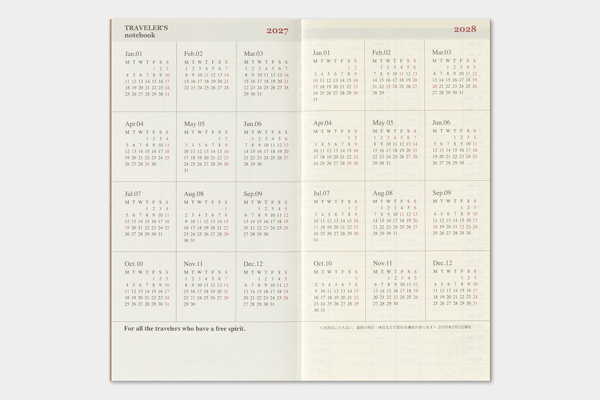 Traveler's Company 2027 Weekly + Memo (Regular Size) - forpöntun
