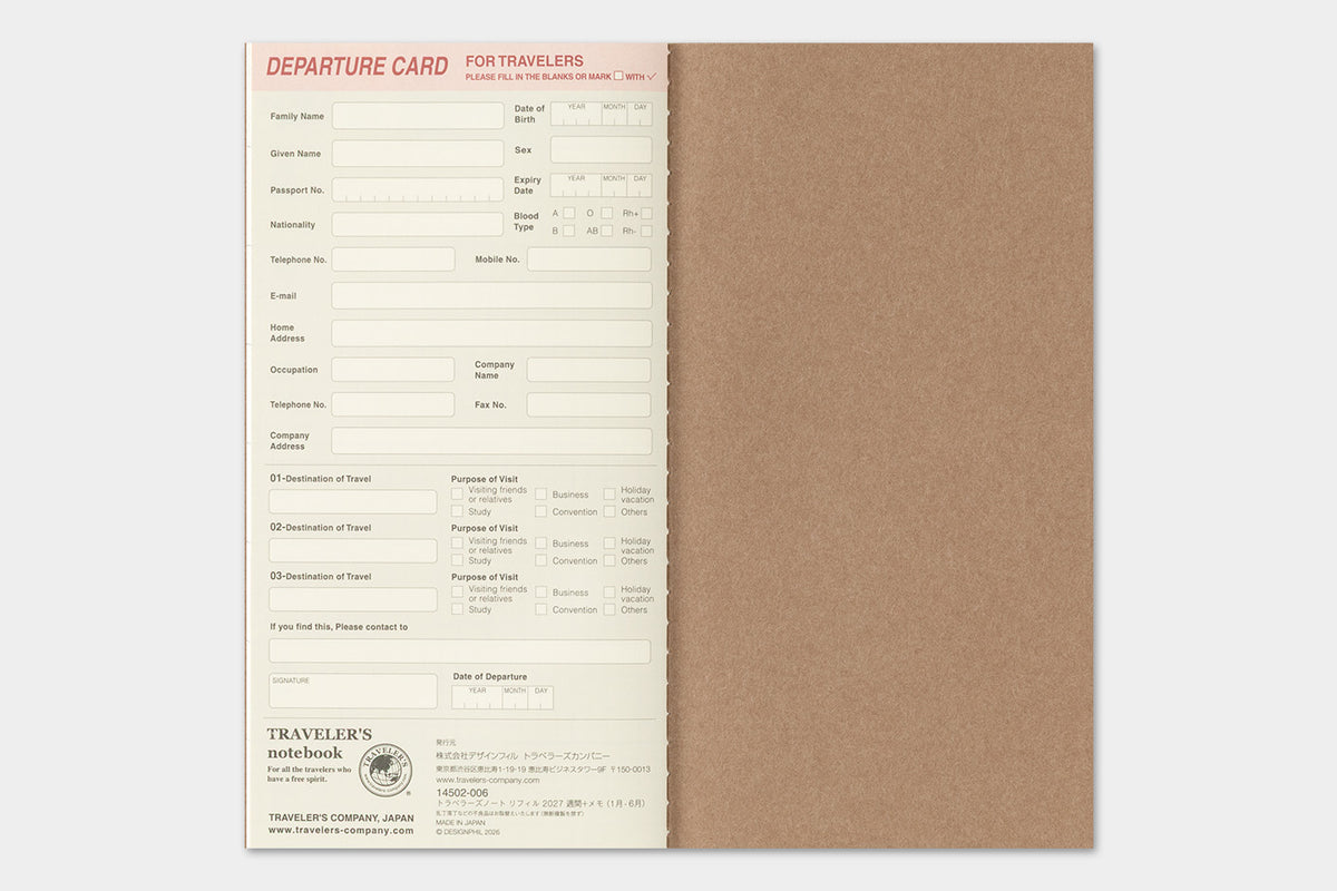 Traveler's Company 2027 Weekly + Memo (Regular Size) - forpöntun